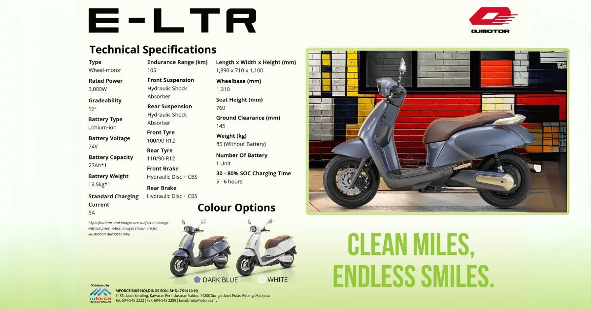 QJMOTOR E-LTR: Skuter Elektrik Mampu Milik