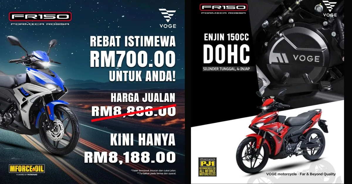 VOGE Malaysia Beri Rebat RM700 Untuk FR150 6 VOGE Malaysia Beri Rebat RM700 Untuk FR150