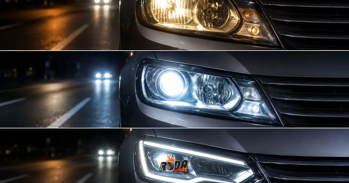 Memahami Perbezaan Lampu Halogen, HID dan LED